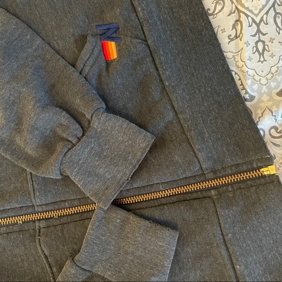 Aviator Nation Charcoal Hoodie Blue Striped M - Picture 9 of 11